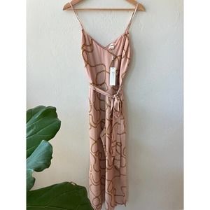 L'AGENCE Pale Pink/Gold Chain Wide Leg Chiara Jumpsuit NWT 2